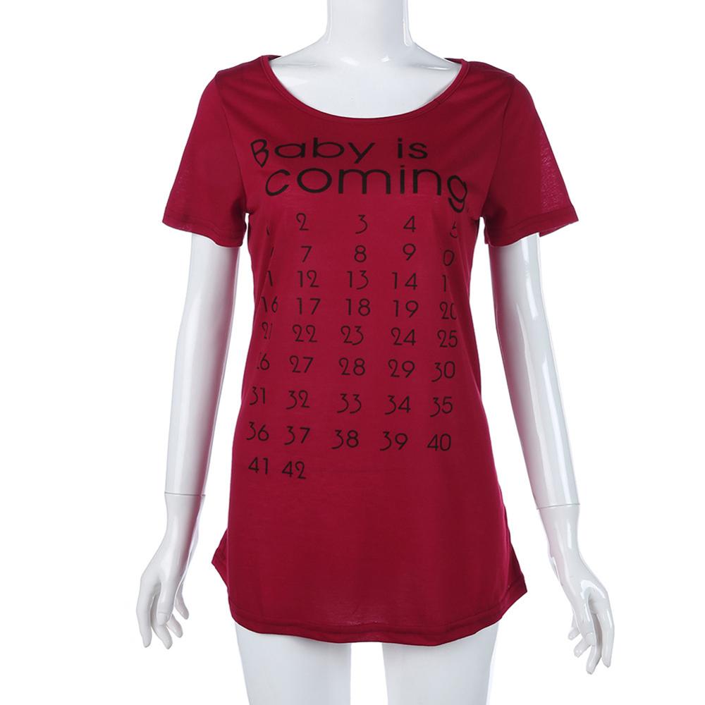 Baby kommer snart gravide kvinder t-shirt kalender skjorte mor tøj kvindelige graviditet t-shirt annonceret t-shirt