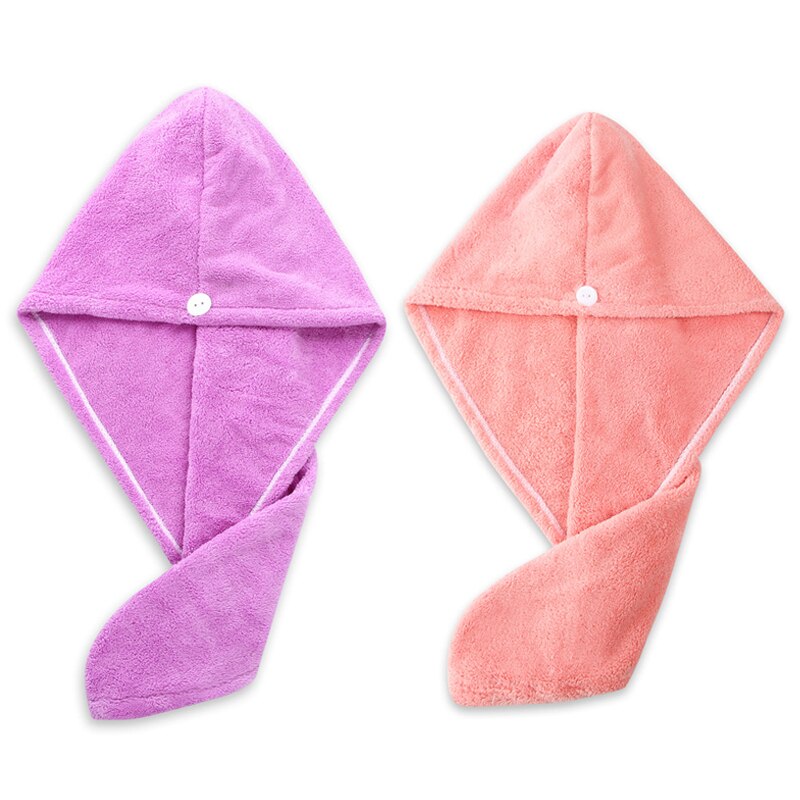 1/2pcs Microfibre Towel Cap After Shower Quick-drying hair Womens Girls Lady's Super Absorbent Towel Head Wrap Bathing Tools: purple pink