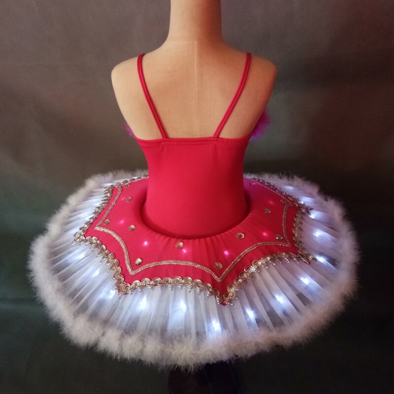 Ruoru freundlicher Teller Ballettröckchen LED Ballett Kostümich Feder Schwan sehen Mädchen Tanzen Prinzessin Kleid freundlicher Ballerina Party Kostüm