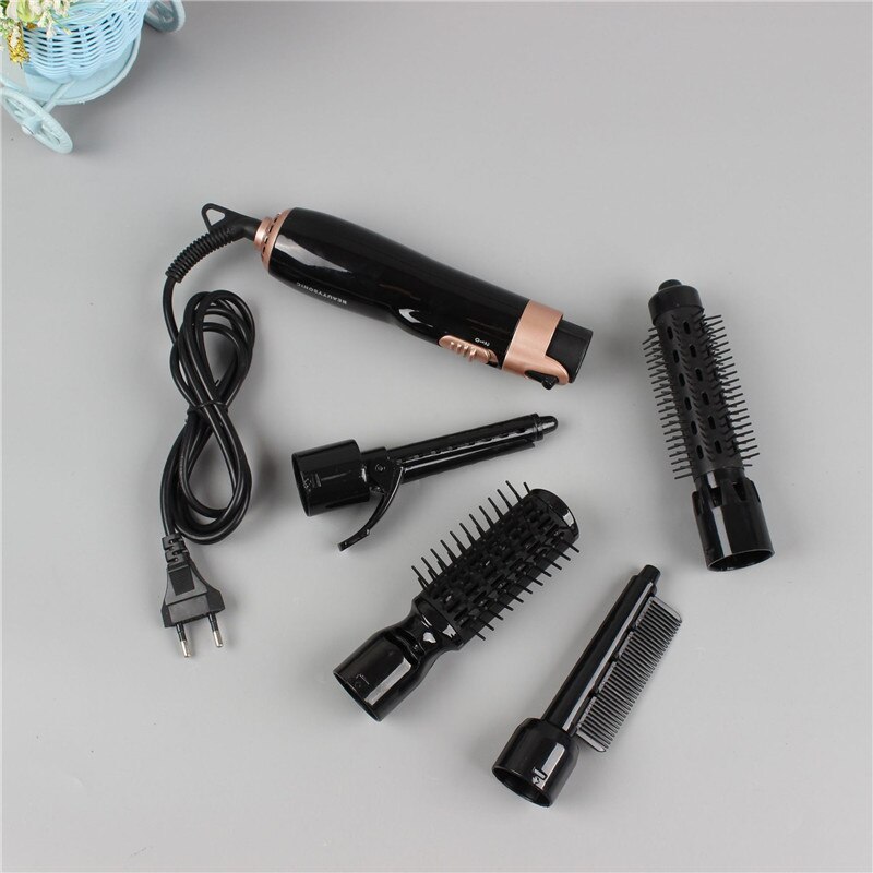 3 in 1 Hair Dryer Air Brush Women Hair Blower Brush Hair Curler And Straightening Brush Hairdryer Curling Comb: Light Grey / US