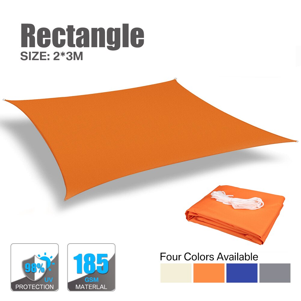 3x2M Waterproof Sun Shade Polyester Square Rectangle Shade Sail Garden Terrace Canopy Swimming Camping Hiking Yard Sail Awning: Orange 3x2M