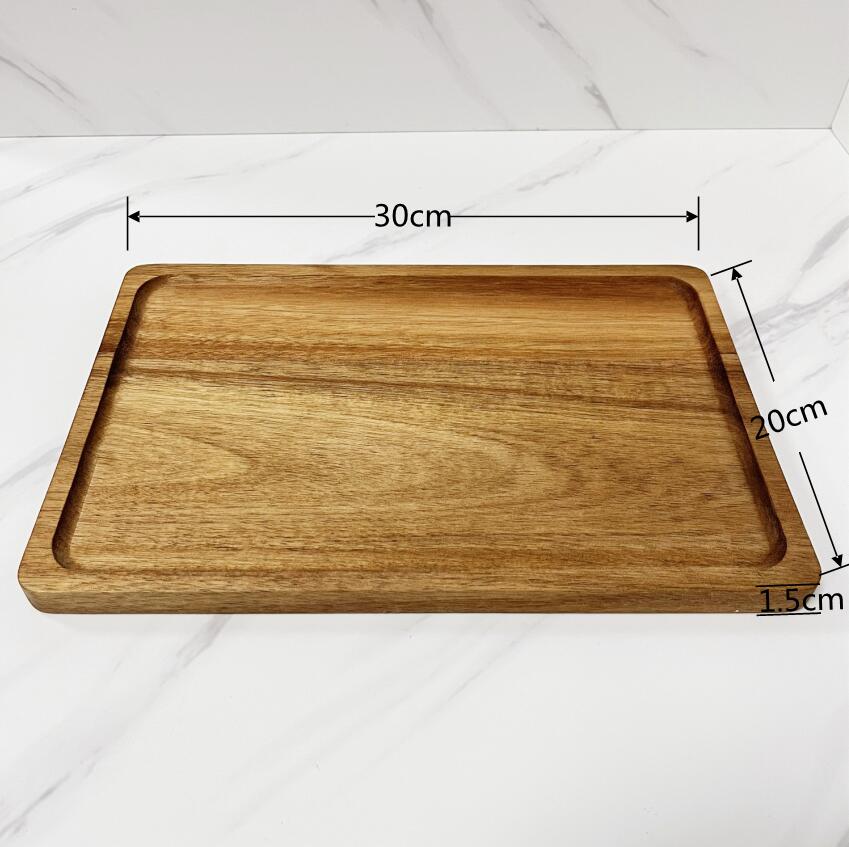 6.5/8.5/10/11 inch solid wood plate fruit plates For home kitchen supplies dessert cake stand Plates for food storage tray: XL - 30X20X1.5CM