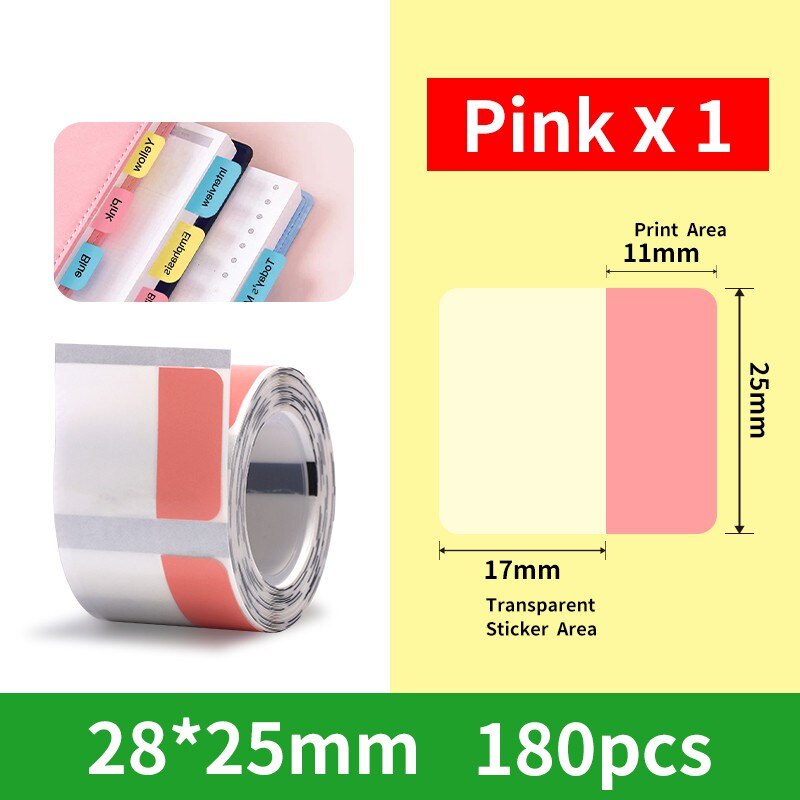 Niimbot B21 Bookmark Papier Marks Stickers Label Papier Waterdicht Naam Etiket Papier: pink 28x25mm