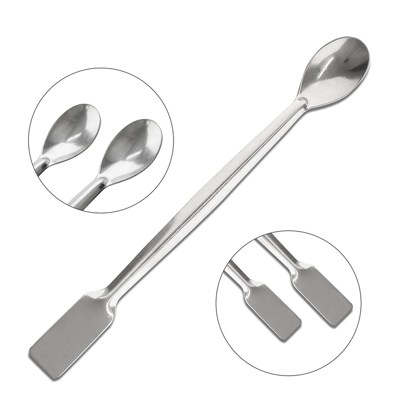 Stainless Steel Lab Scoop 10 PCS Double Ended Lab Spoon Mini Laboratory Spatula for Reagent Sampling Mixing Measuring
