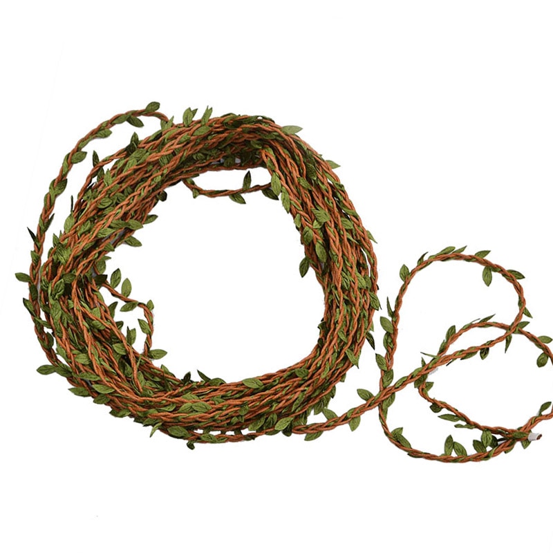 10 m Silk Garland Green Leaf Ijzerdraad Kunstbloem Wijnstok Klimop Rotan voor DIY Wedding Huis Tuin Decor Fotografie props