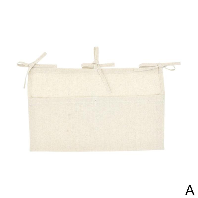 Baby bett lagerung hängenden beutel leinen doppel fach lagerung hängenden beutel multifunktionale windel tasche handtuch molaren spielzeug lagerung tasche: A