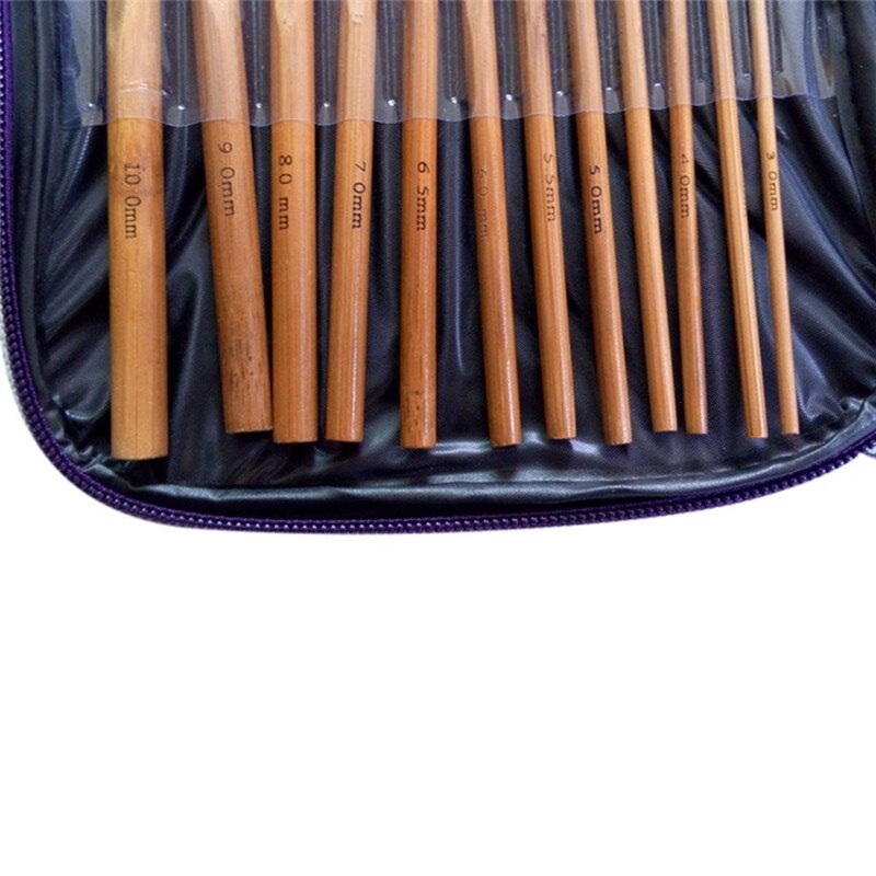 20 stk / sæt bambus hæklenåle strikkepinde med opbevaringspose hjem diy håndværk vævning værktøj