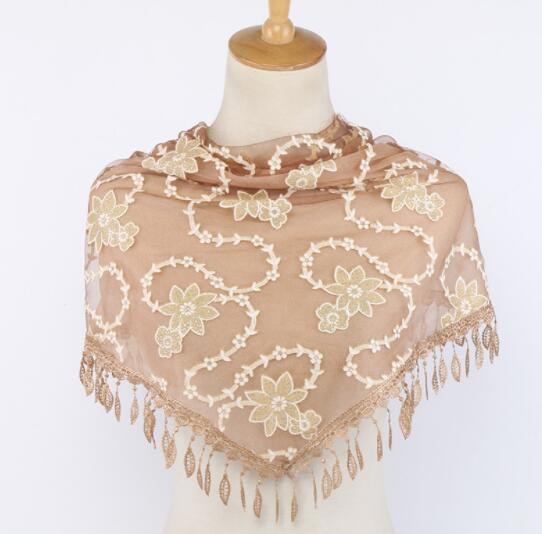 Neue Doppel Schichten Sommer Dame Spitze Schal Quaste Frauen Dreieck Bandage Weiß Blumen- schals Schal