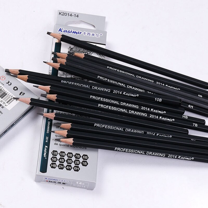 14 Pcs/set Sketch Drawing Pencil Set Dainting Pencils Charcoal Stationery Supplies For Art Students Painting Lovers