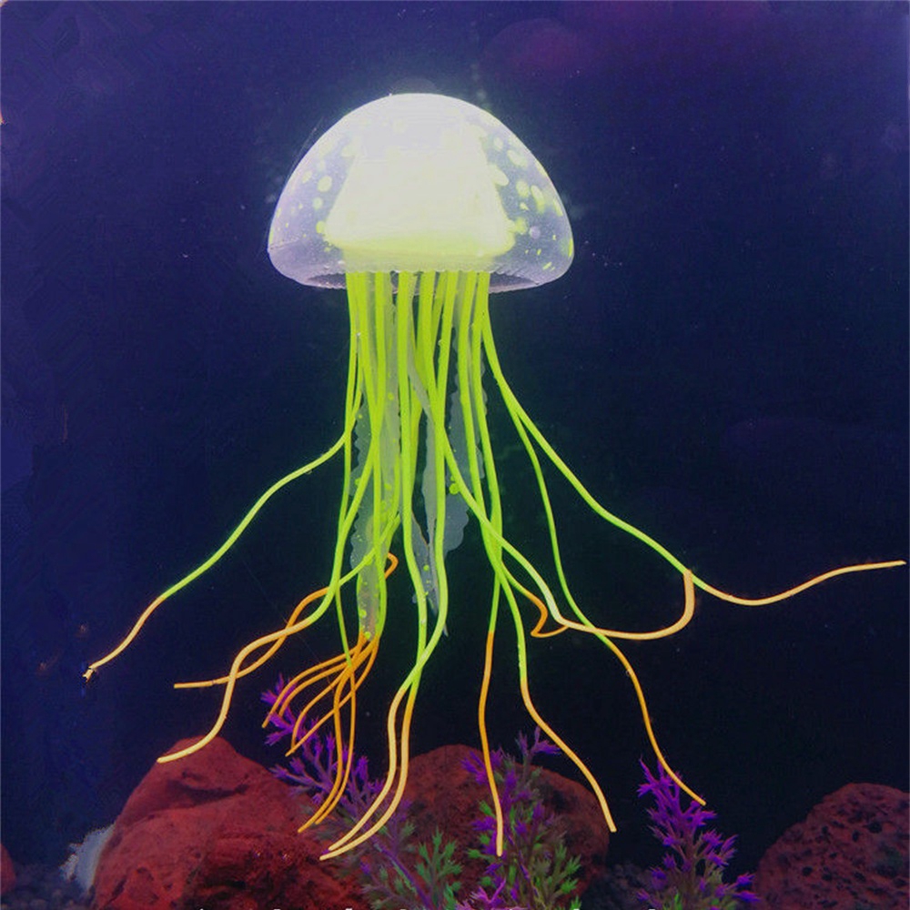 Bunte künstliche Quallen, leuchtende Aquarium-Simulation, Ornamente, Aquarium, lebende leuchtende Dekoration, wasserlandschaft, Heimtierbedarf: Silber