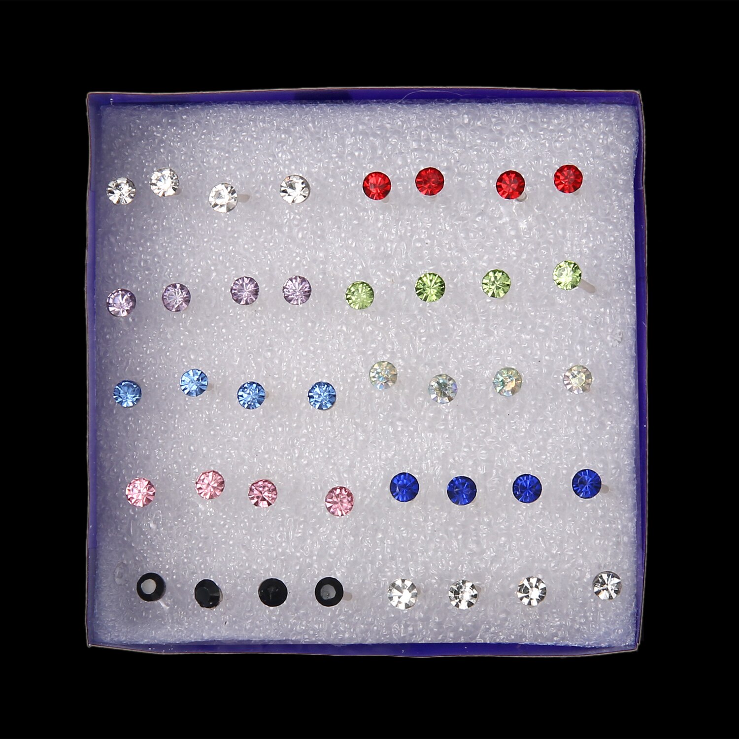 20 Paar/set Vrouwen Girl Rhinestone Crystal Ear Stud Oorbellen Gemengde Stijlen Ronde Kleine Oorbellen Sets Partij Sieraden 2 3 4 5Mm