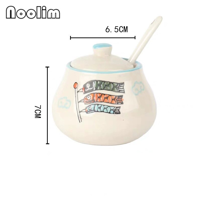 Japansk stil retro handmålad hushålls keramisk peppar olja salt shaker krydda låda krydda burk krydda burk kök verktyg