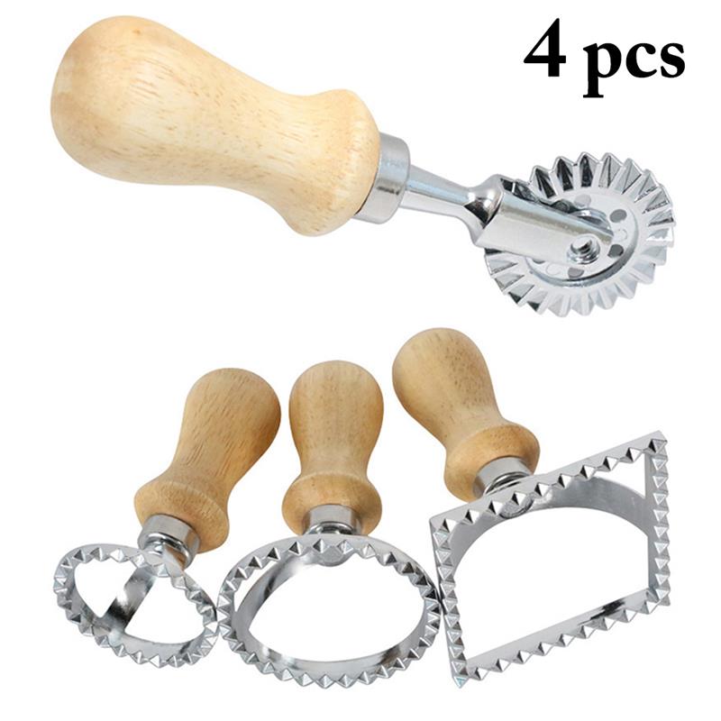 Ravioli stempel klassisk ravioli skærer maker træhåndtag pasta form skæreværktøj ravioli stempel dej udskærer kage udskærer: Default Title
