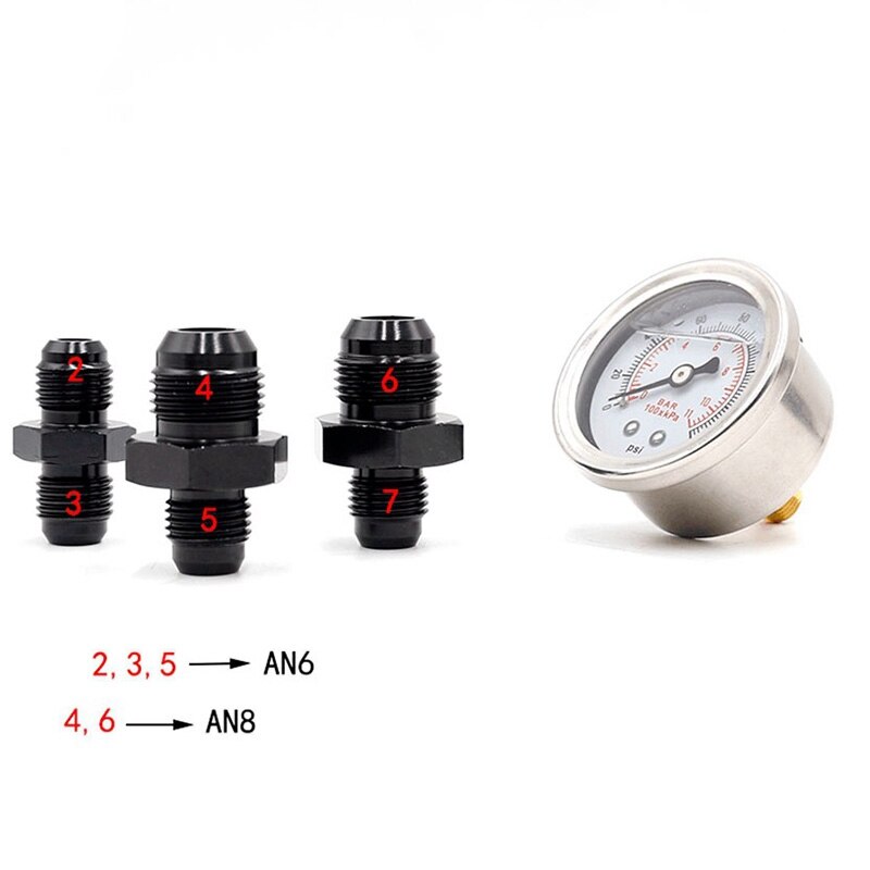 CNSPEED Fuel Pressure Regulator Kit AN8 High Pressure Fuel Regulator -8AN 8/8/6 EFI Fuel Pressure Regulator with Gauge