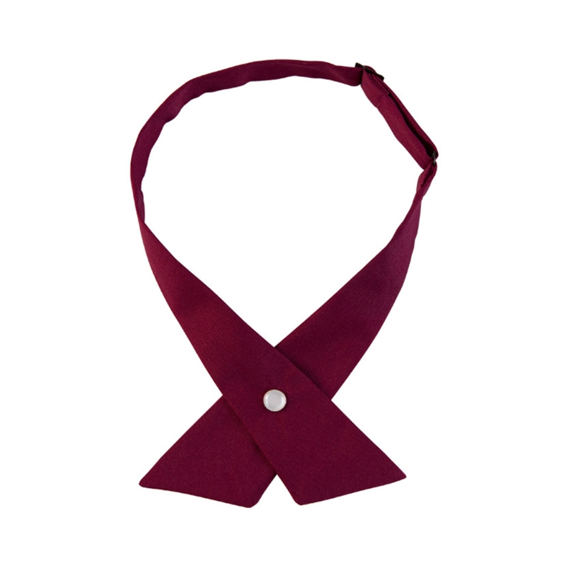 Nœud papillon croisé pour femmes et filles, Style japonais, uniforme d&#39;écolière, couleur unie, réglable, cravate pré-nouée: Wine Red