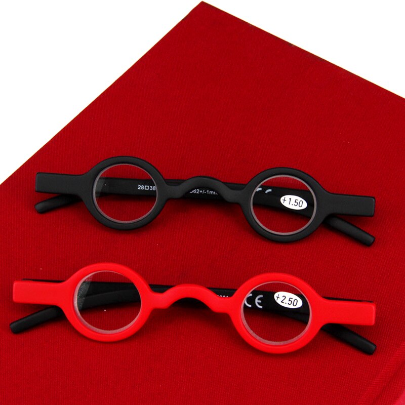 Reexunky mini runde læsebriller mænd kvinder sort rød  tr90 brillestel retro briller fokus lup lunette 1.5 2.0 2.5