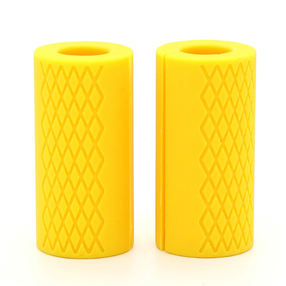 1 Pair Weightlifting Fat Grip Barbell Dumbbell Grips Kettlebell Fat Grip Thick Bar Handles Pull Up Weightlifting Support Silicon: Yellow