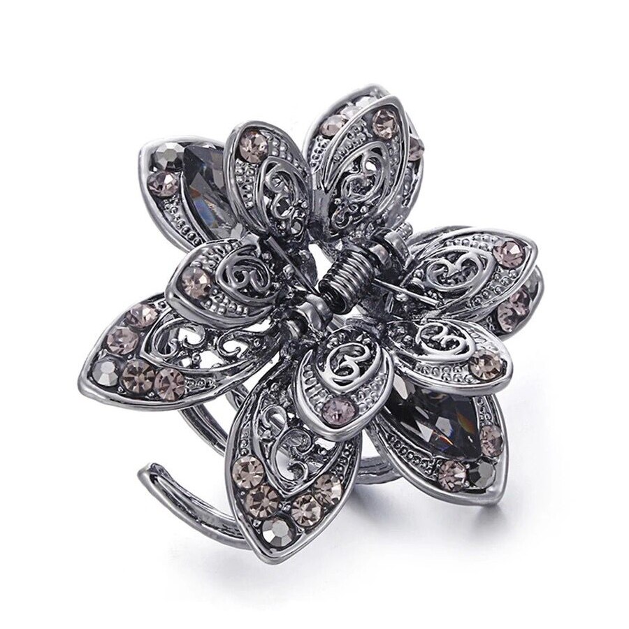 Vintage fleur cristal cheveux griffes pince strass épingle à cheveux cheveux bijoux charme cheveux accessoires pour les femmes