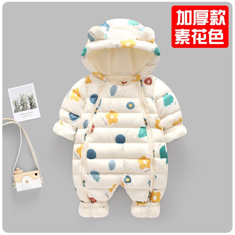 Overalls Plus Fluwelen Jumpsuits Baby Winter Rompertjes Cartoon Hooded Waterdicht Pasgeboren Meisjes Snowsuit Peuter Jongen Jas Kleding: 3