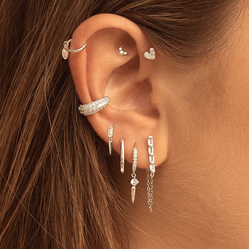 Crmya Mode Goud Verzilverd Oorringen Voor Vrouwen Grote Cz Zirkoon Punk Oorbellen 2022 Sieraden