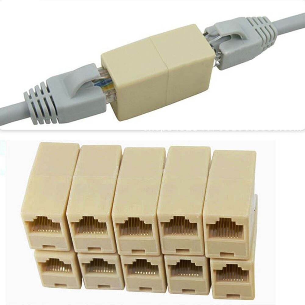 10 Pcs Netwerk Ethernet Dual Rechte Hoofd Lan Kabel Koppeling RJ45 Extender Netwerk Kabel Connector