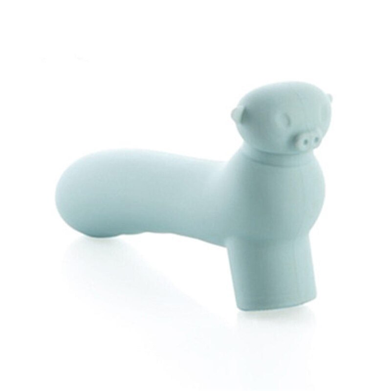 Cartoon Varken Vorm Elastische Kamer Deurklink Siliconen Mouwen Baby Kind Crash Bescherming Suite Deur Pull Handvat Handschoenen Protector: Blue