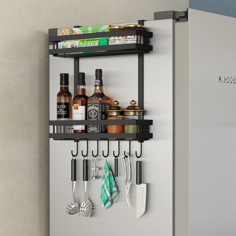 Multifunctional Refrigerator Rack Side Storage Rack Kitchen Spice Rack Wall-mounted Rack Kitchen Accessories Organizer