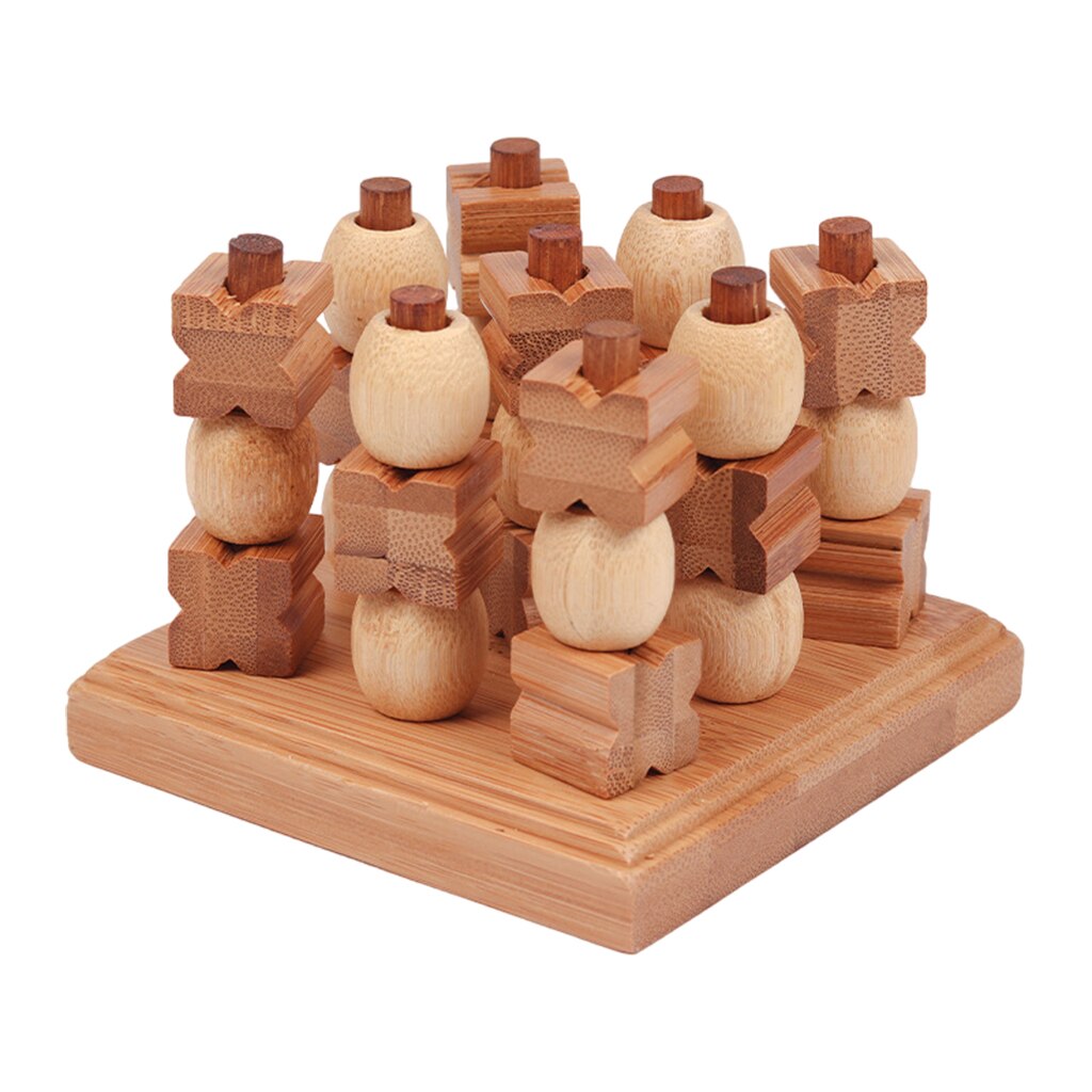 Viaggio tradizionale 3d legno Tic-Tac-Toe spingimi XO divertente gioco da tavolo XO scacchi gioco di Puzzle per bambini e adulti