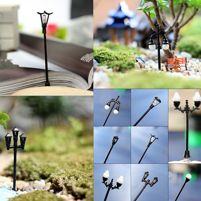 Nueva miniaturas de jardín Mini farola hadas terrarios con musgo escritorio botella jardín artesanía de resina