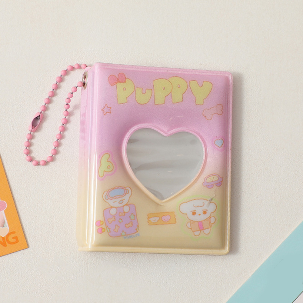 Mini livre de collecte de Photos de dessin animé, petit Album Photo de 2 pouces, pendentif en PVC, porte-carte décoratif mignon avec porte-clés imprimé ours: YELLOW