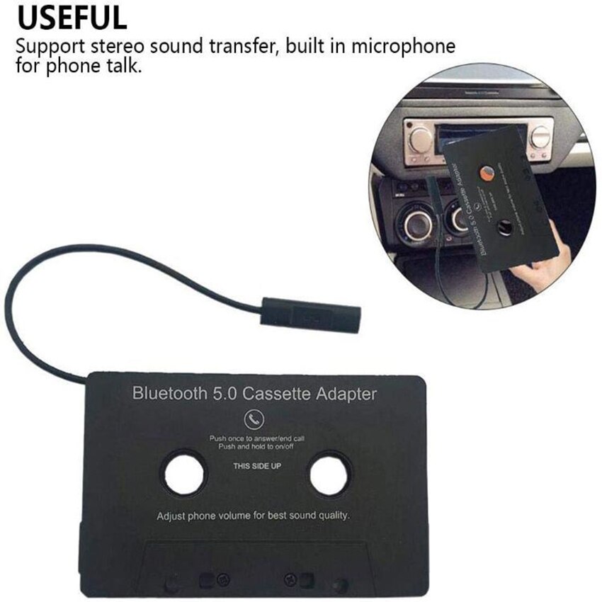 Bluetooth-compatible 5.0 Cassette Adapter for Car with Stereo Audio, Wireless Cassette Tape to Aux Adapter Smartphone Adapter