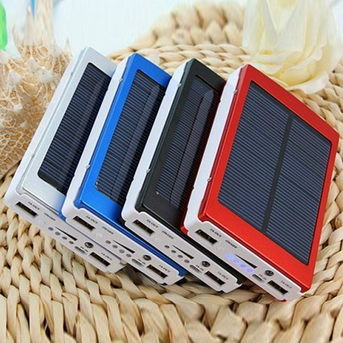 Draagbare 30000 Mah Hoge Capaciteit Solar Battery Charger Dual Output Usb Externe Batterij Langdurige Voor Mobiele Telefoon Oplader