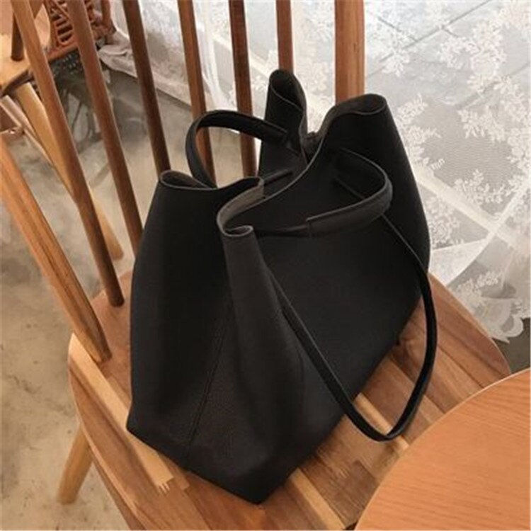 Vrouwen Tas In Zuid-korea Populaire Retro Moeder Bag Eenvoudige Draagbare Schoudertas: Black