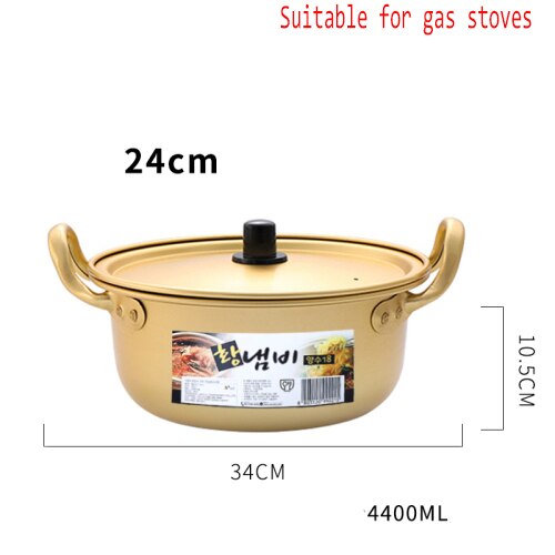 Ensemble de pots à soupe or en alliage d'aluminium, Pot à lait antiadhésif, cuiseur à salade, bol à nouilles instantanées, outils de cuisine: 24cm
