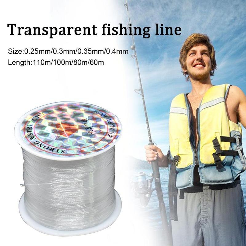1Pcs Fishing Lines Strong Nylon Monofilament Fluorocarbon Line Fishing Rope Round Crystal Line, Transparent Fishing Line