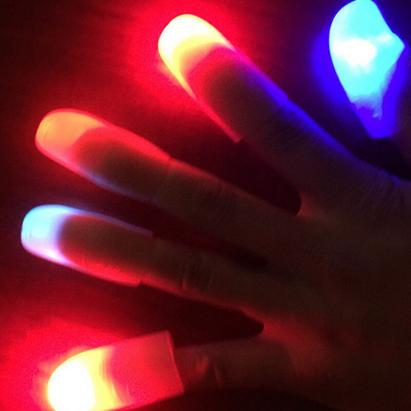 2pcs(1pair) Amazing Funny LED Light Flashing Finger Magic Trick Props Kids Fantastic Glow Luminous Toys