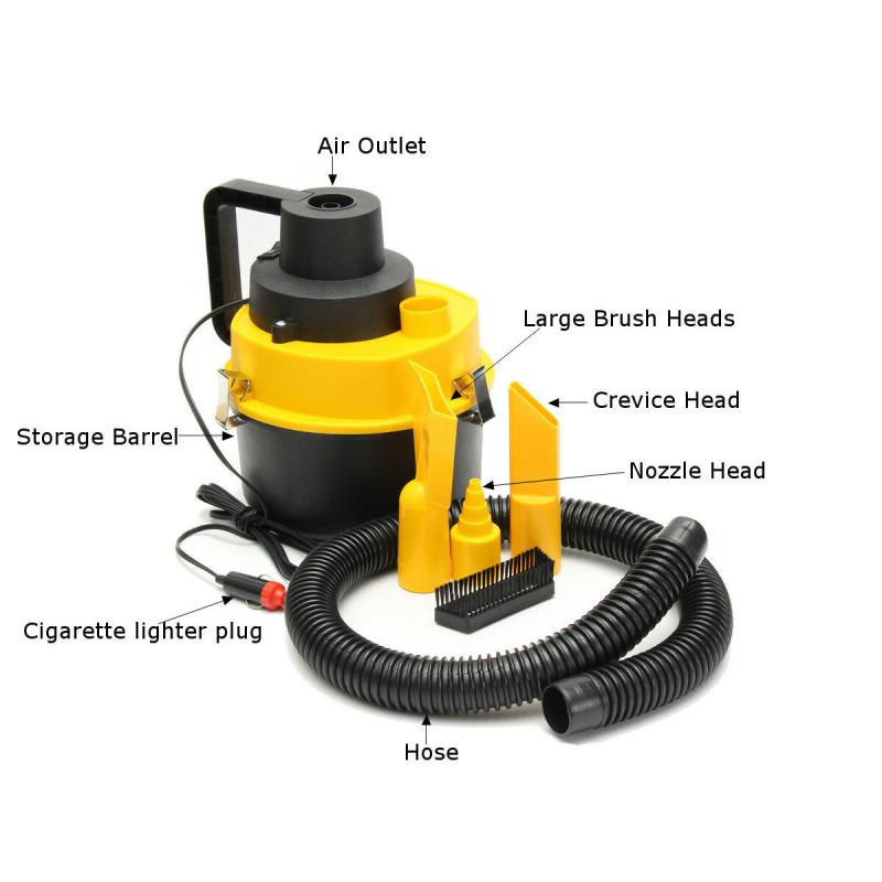 Mini Vac Vacuum High Power Cleaner Kit 12V 75W Portable Wet/Dry Inflator Turbo HandHeld Dust Collector Aspirator for Car Shop