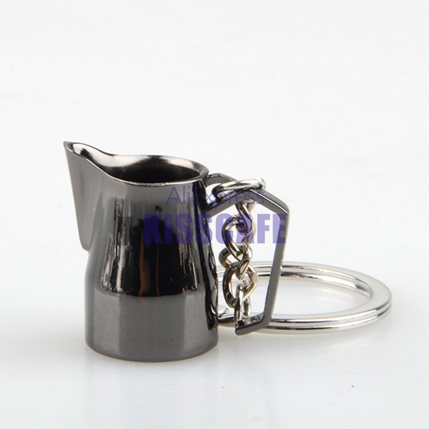 Barista Coffee Tamper Keychain Coffee Machine Handle Moka Pitcher Keyring Portable Coffeeware Espresso Accessories: Black Pitcher