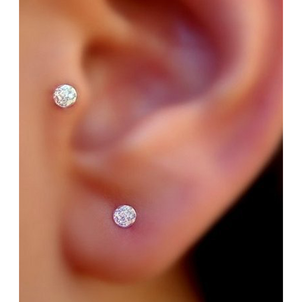 Pendientes de tuerca sin rosca para cartílago Tragus, Piercing de oreja, lóbulo, labio, Labret, 16G