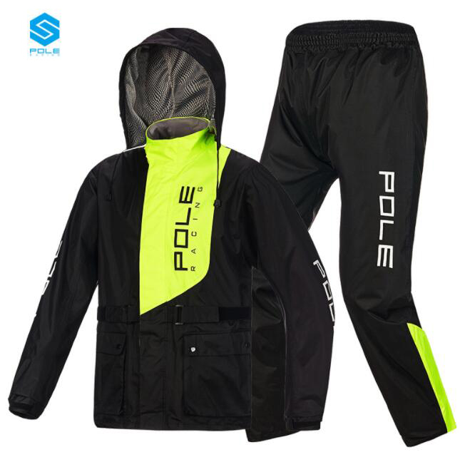 POLE Waterproof Motorcycle Rain Suit Raincoat+Rain Pants Ventilate Poncho Motorcycle Rain Jacket Riding Motorbike Rain Shoes
