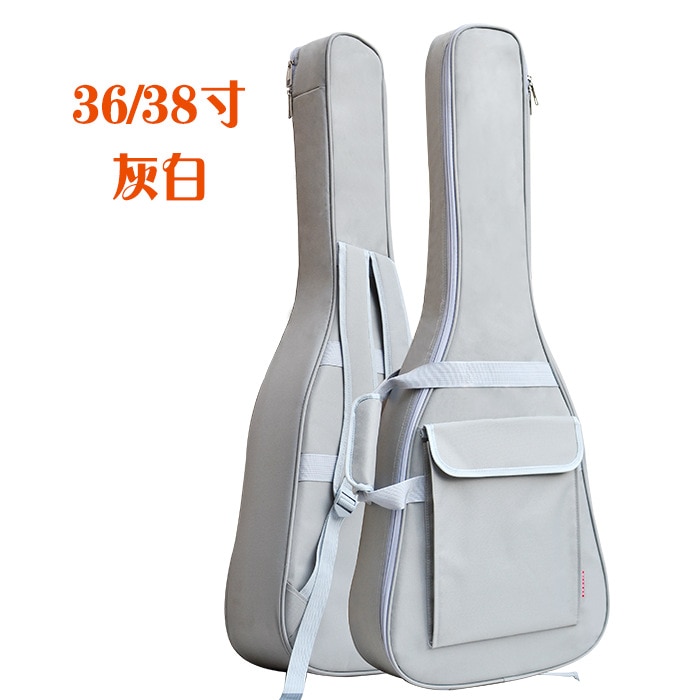 36/38/40/41 tommer oxford stof elektrisk guitar taske farverig kant gig taske dobbelt stropper pad: Hvid 36-38