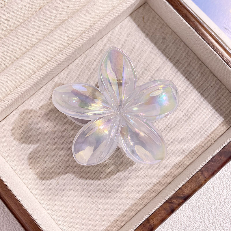 1/6 pièces coloré Transparent fleur 8CM pinces à cheveux pince épingle à cheveux Barrette épais mince cheveux accessoires pour les femmes: GRIS