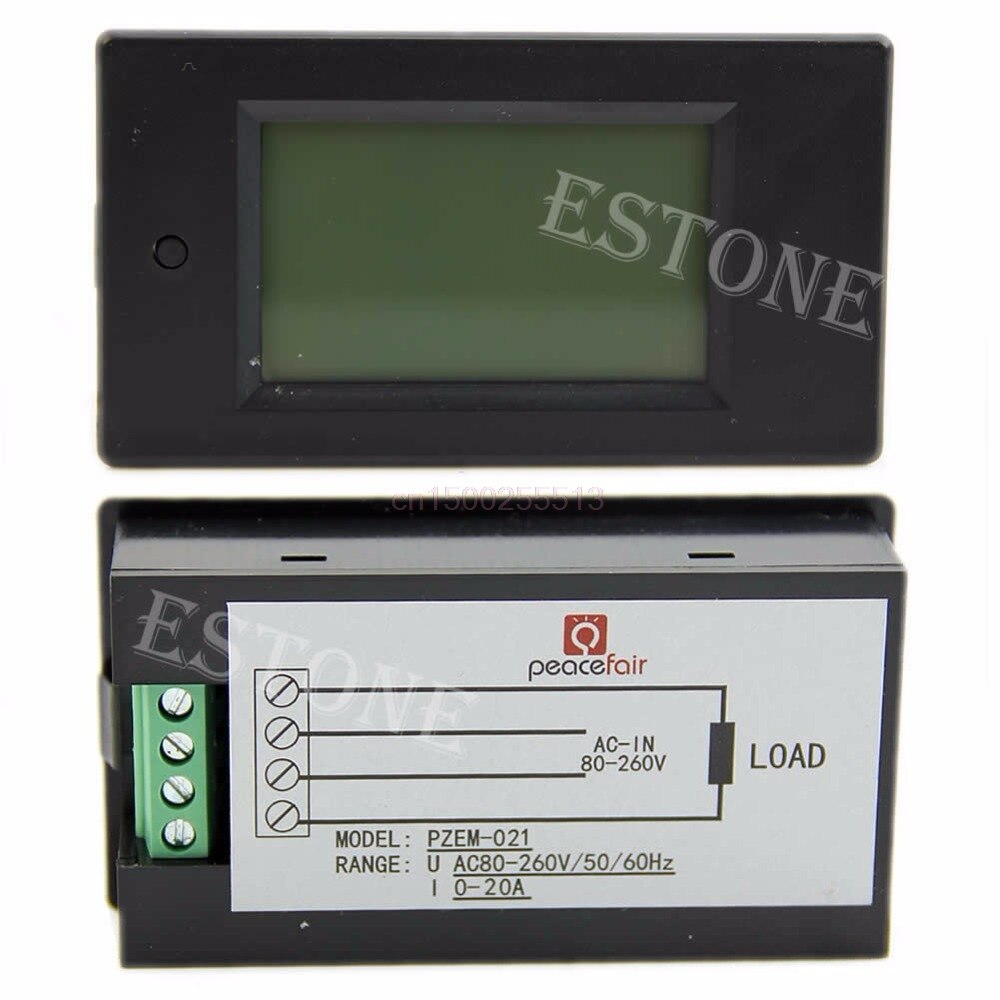 LCD Digital Volt Watt Power Meter Ammeter Voltmeter AC 80-260V 20A