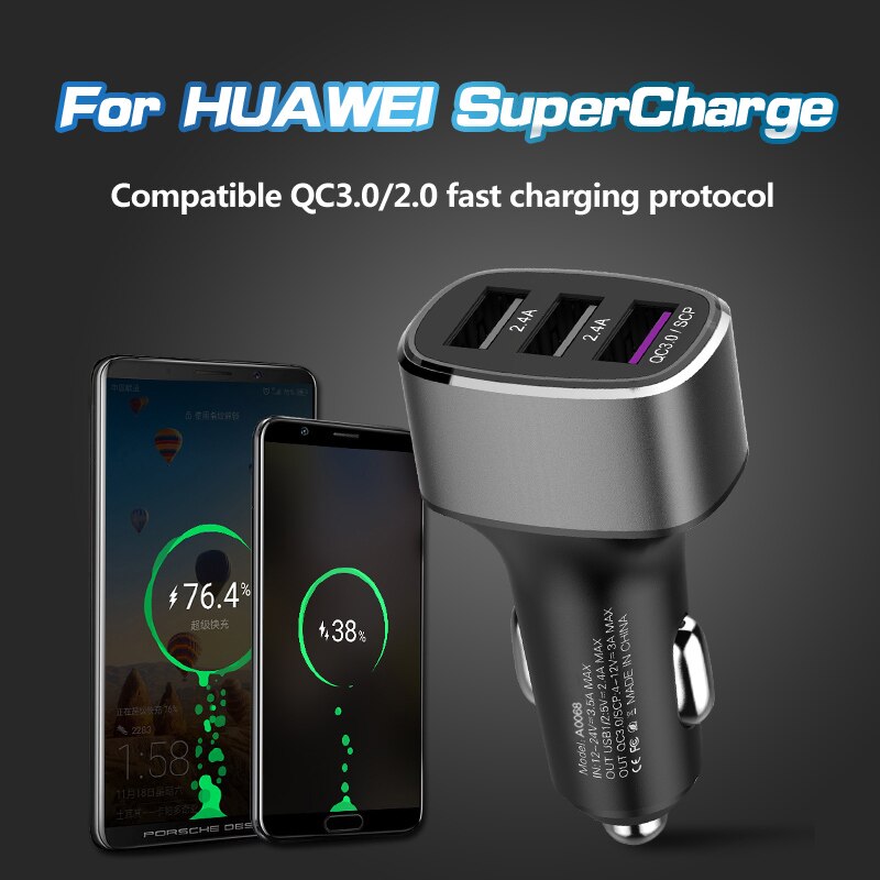 Usb Autolader 5A Super Snelle Lading QC3.0 QC2.0 Scp 3 Usb-poorten Universele 39W Mobiele Telefoon Oplader Voor iphone Xiaomi Samsung