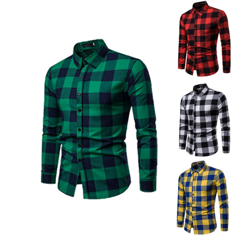 Plaid Shirt Autumn Winter Flannel Red Checkered Shirt Men Shirts Long Sleeve Chemise Homme Cotton Male Check Shirts