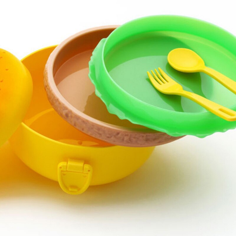 Double Tier Hamburger Shaped Lunch Box For Kids Children School Food Storage Container Kitchen Accessories Bento Box Organizer