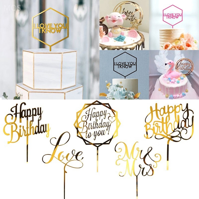 Happy Birthday Cake Acrylic Letter Cake Toppers Party Supplies Happy Birthday Black Cake Decorations Boy