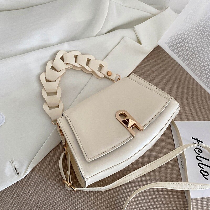 Beliebte, hochwertige vintage-schultertaschen, kleine quadratische umhängetaschen für damen, frühling/sommer, einfarbig, tragbar, messenger bag: Weiß