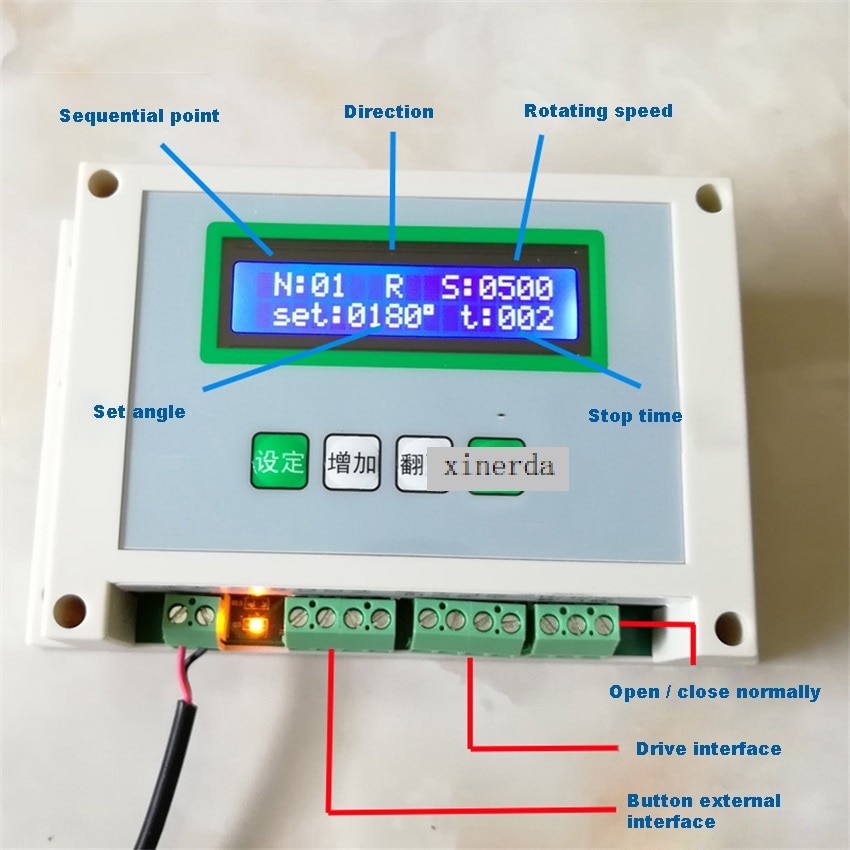 A8_01 Stepper Motor Controller LCD Digital Display Programmable Angle Action Delayable Control Panel Motor Controller12-24V