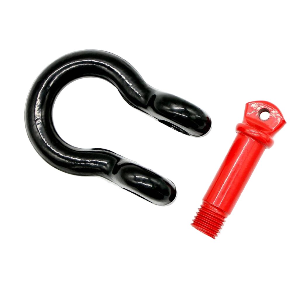3/4" Bumper Tow Trailer Hook 4.75 Ton D-Ring Bow Shackle Red+Black